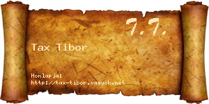 Tax Tibor névjegykártya